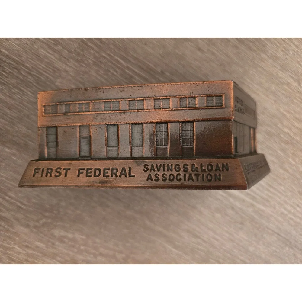 Vintage‎ First Federal Savings Loan Association Building Bank Coin Piggy Bank